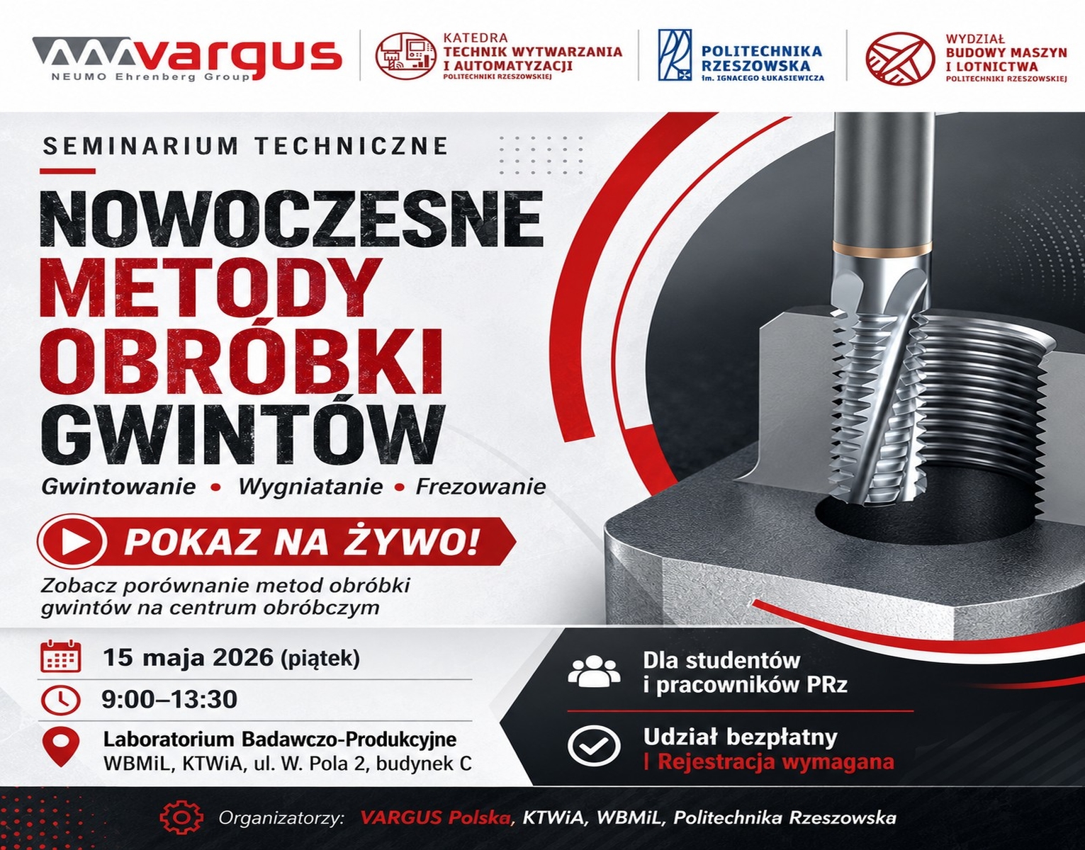 Seminarium techniczne: Nowoczesne metody obróbki gwintów w procesach technologicznych